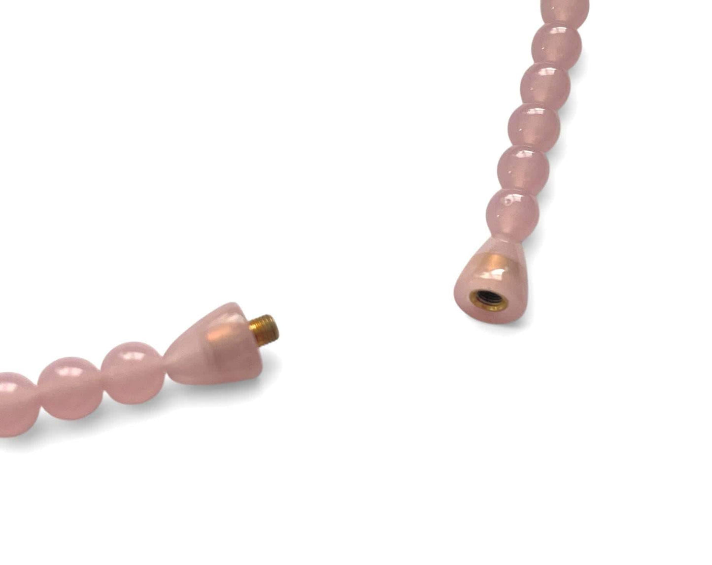 Vintage Pink Lucite Bead Necklace with Gold Ribbed Accent Beads, Blush Acrylic Statement Necklace, Minimalist Layering Jewelry