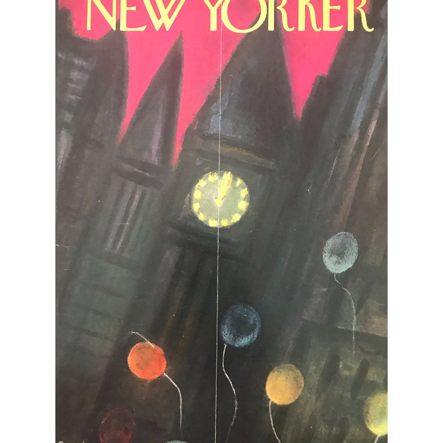 Rare - December 30, 1961 - The NEW YORKER Magazine original cover - New Year's Eve - please read description