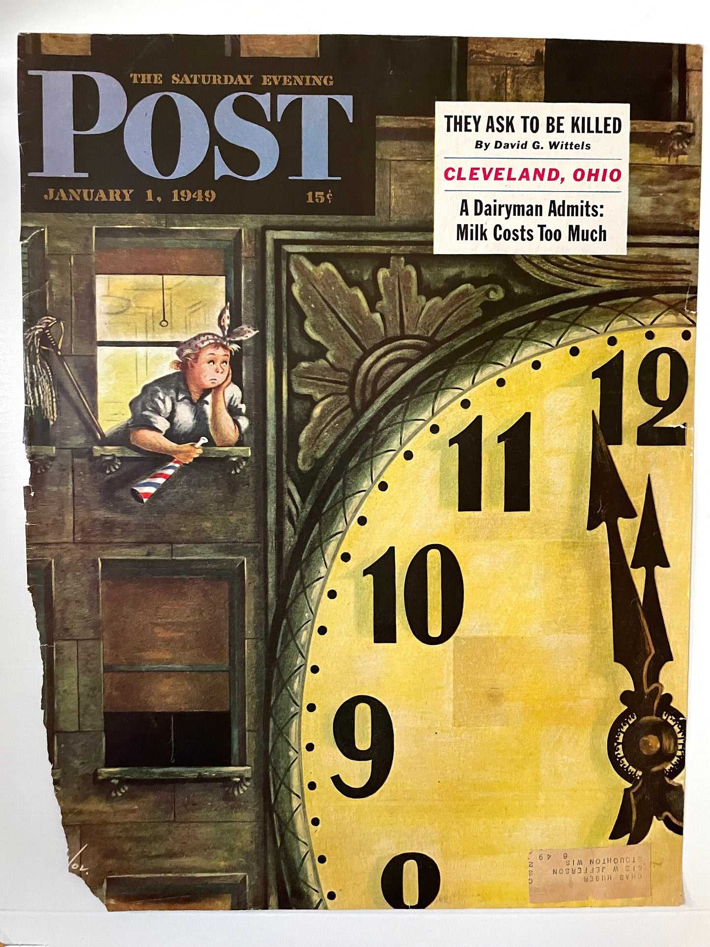 RARE - Saturday Evening Post - Original Cover - January 1, 1949 - New Year's