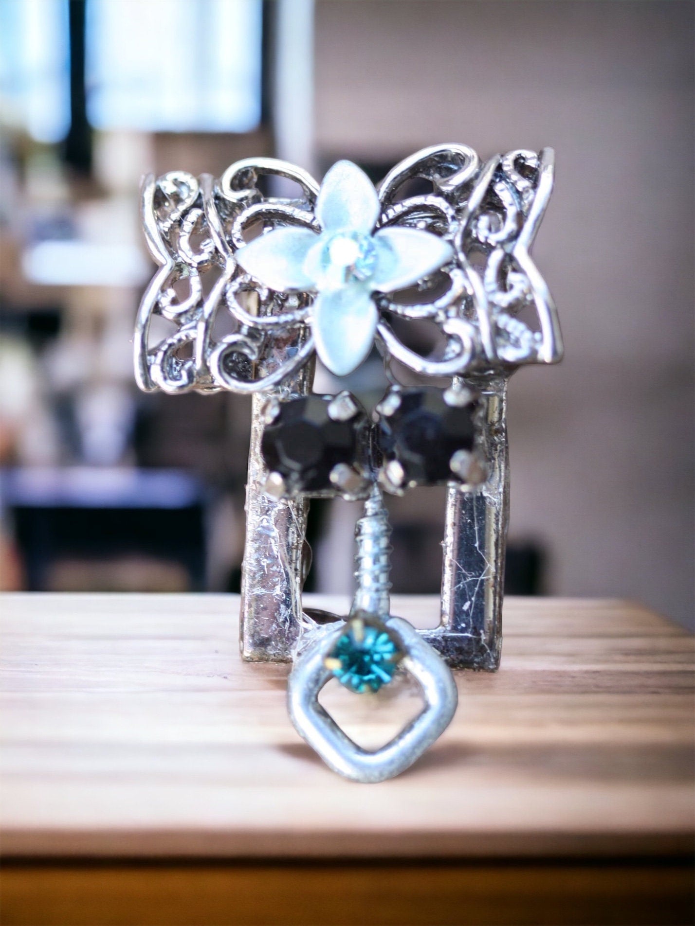 Meet "Lucy" - Assemblage art / mixed media collage - little flying insect magnet, lapel pin or necklace pendant