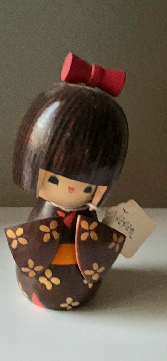 Vintage handmade signed wooden Japanese Kokeshi doll