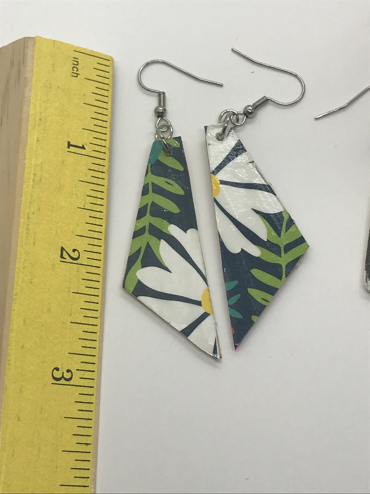 Unique handmade earrings - made of mixed materials - specialty paper, sealant and wood