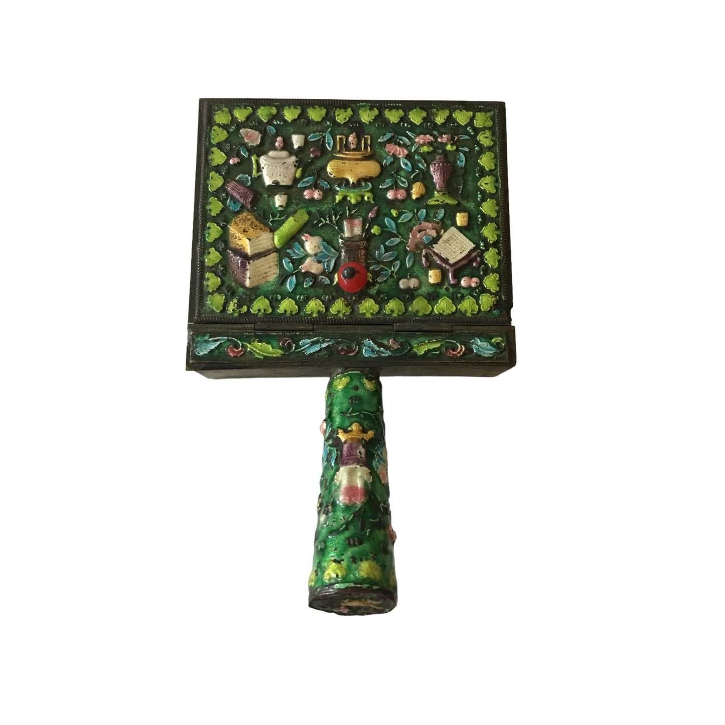 Antique (c1920) Chinese Enamel & Brass Cloisonné Silent Butler / crumb catcher / Ashtray