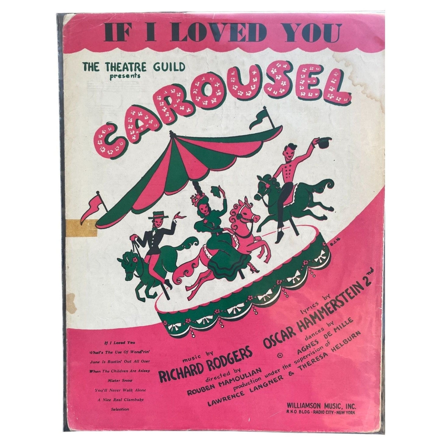 Vintage Sheet Music 1945 from Carousel "If I Loved you" - Rodgers Hammerstein - Broadway Musical