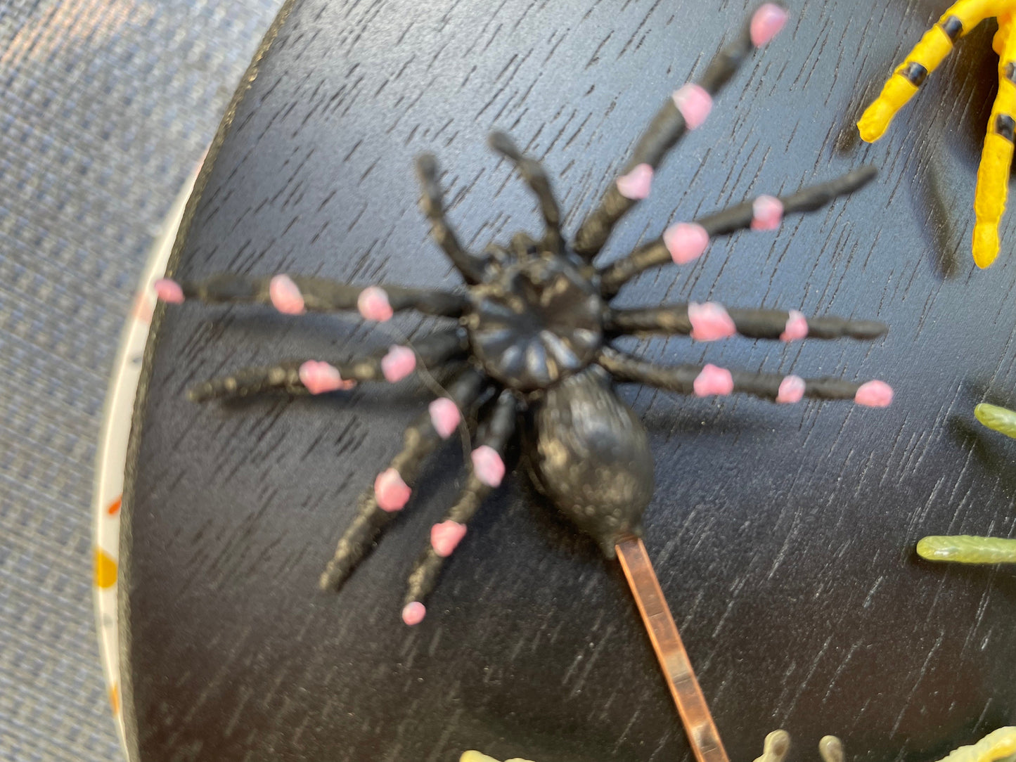 Fun Halloween Spider - PRICE PER PAIR - your choice of hair pins or earrings - scary, spooky fun Halloween jewelry, costume, accessories
