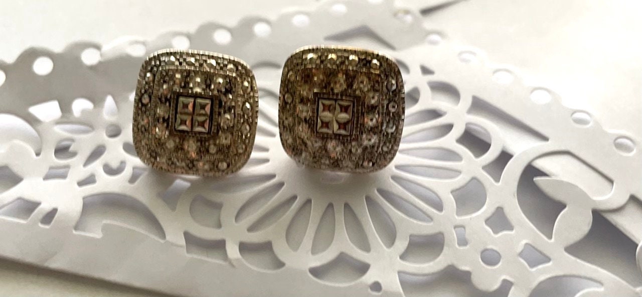 Beautiful marcasite stud earrings - Please read description