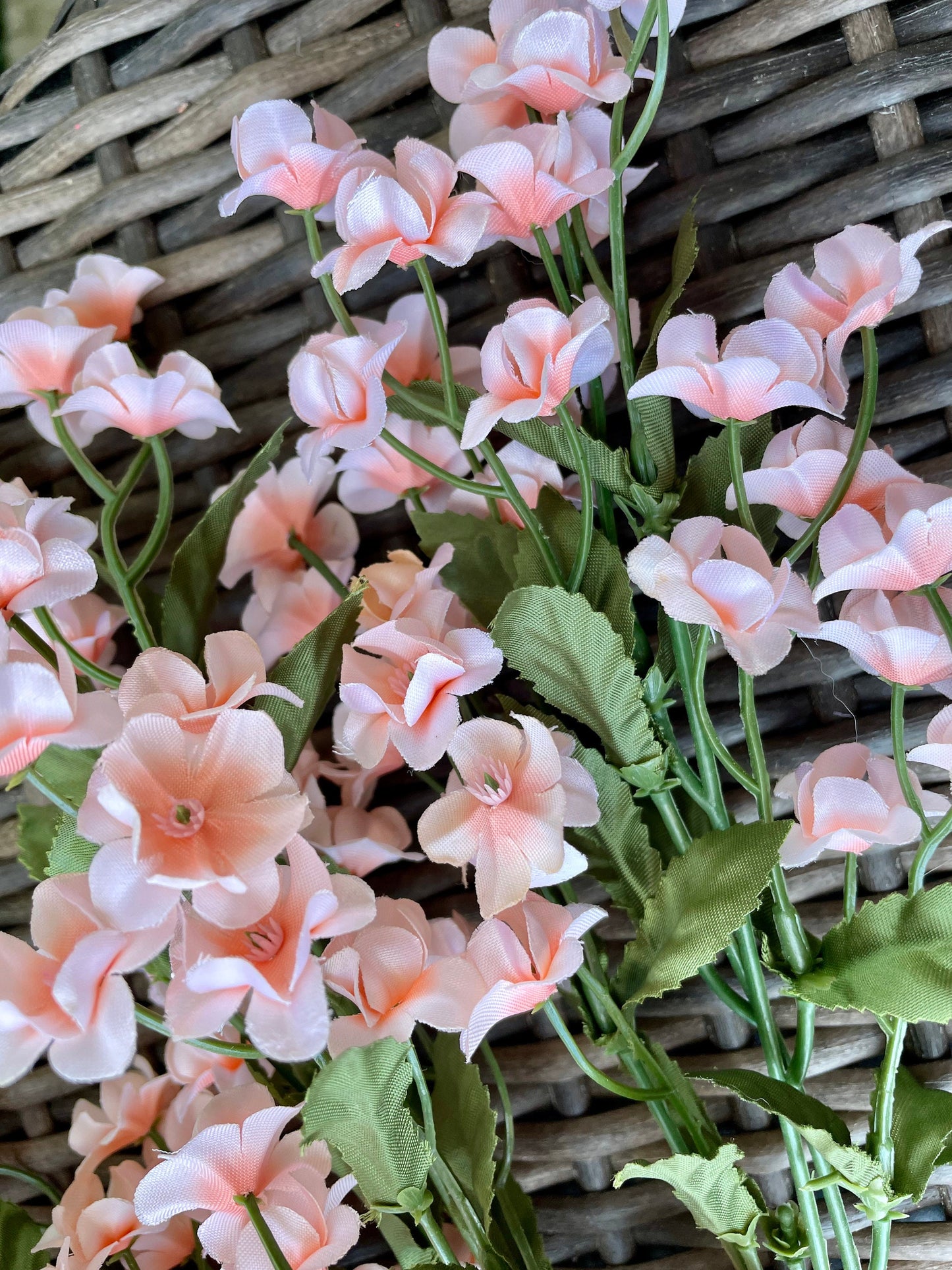 Vintage stems of stunning silk peachy pink faux flowers