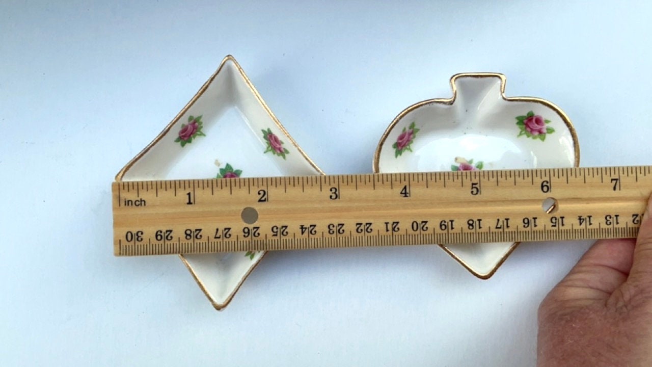 Spencer Stevenson Royal Stuart Bone China England rare diamond and spade playing-card themed little vintage holders