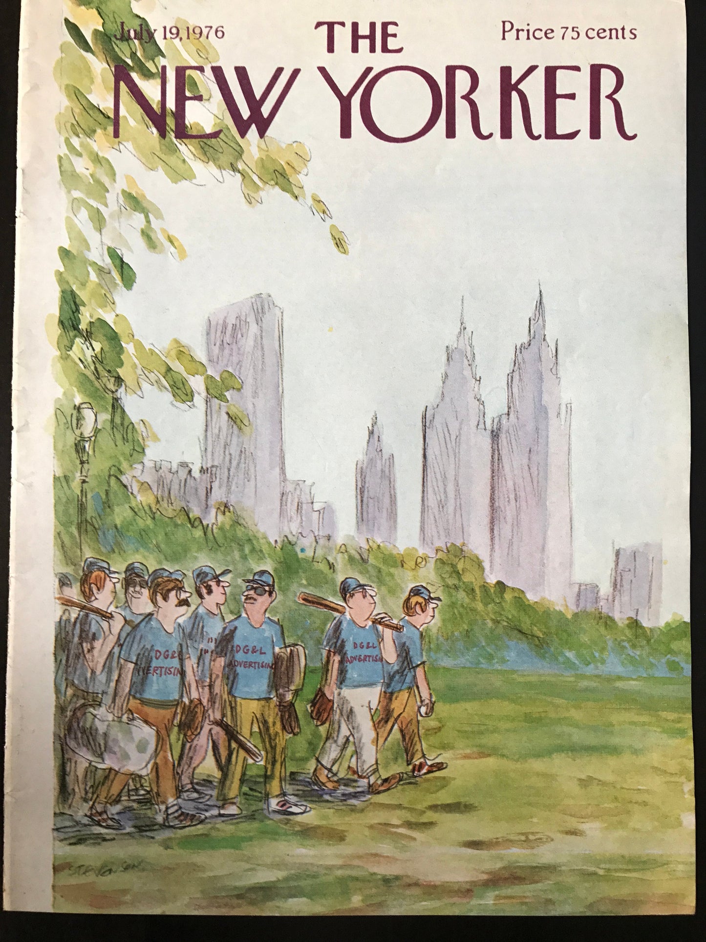 July 19, 1976 - The NEW YORKER Magazine charming original cover - Artist: James Stevenson - baseball