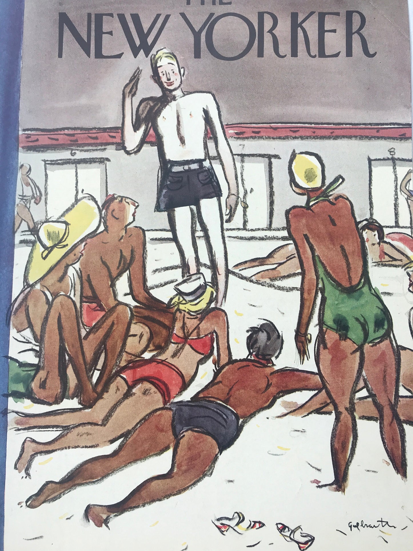 RARE - The NEW YORKER Magazine very rare original cover - July 20, 1935 - lifeguard, bathing suits, beach