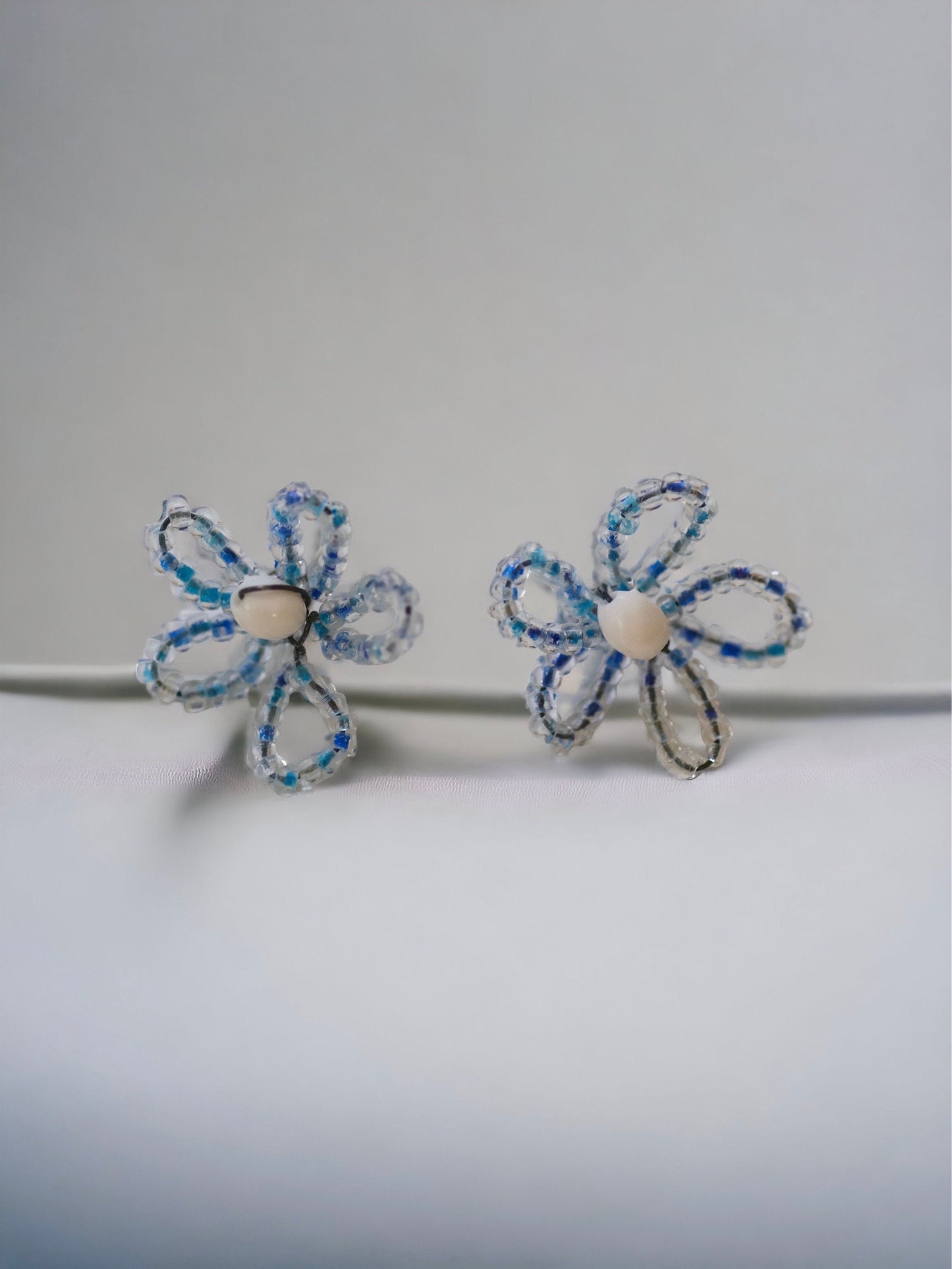 French beaded flower stud earrings