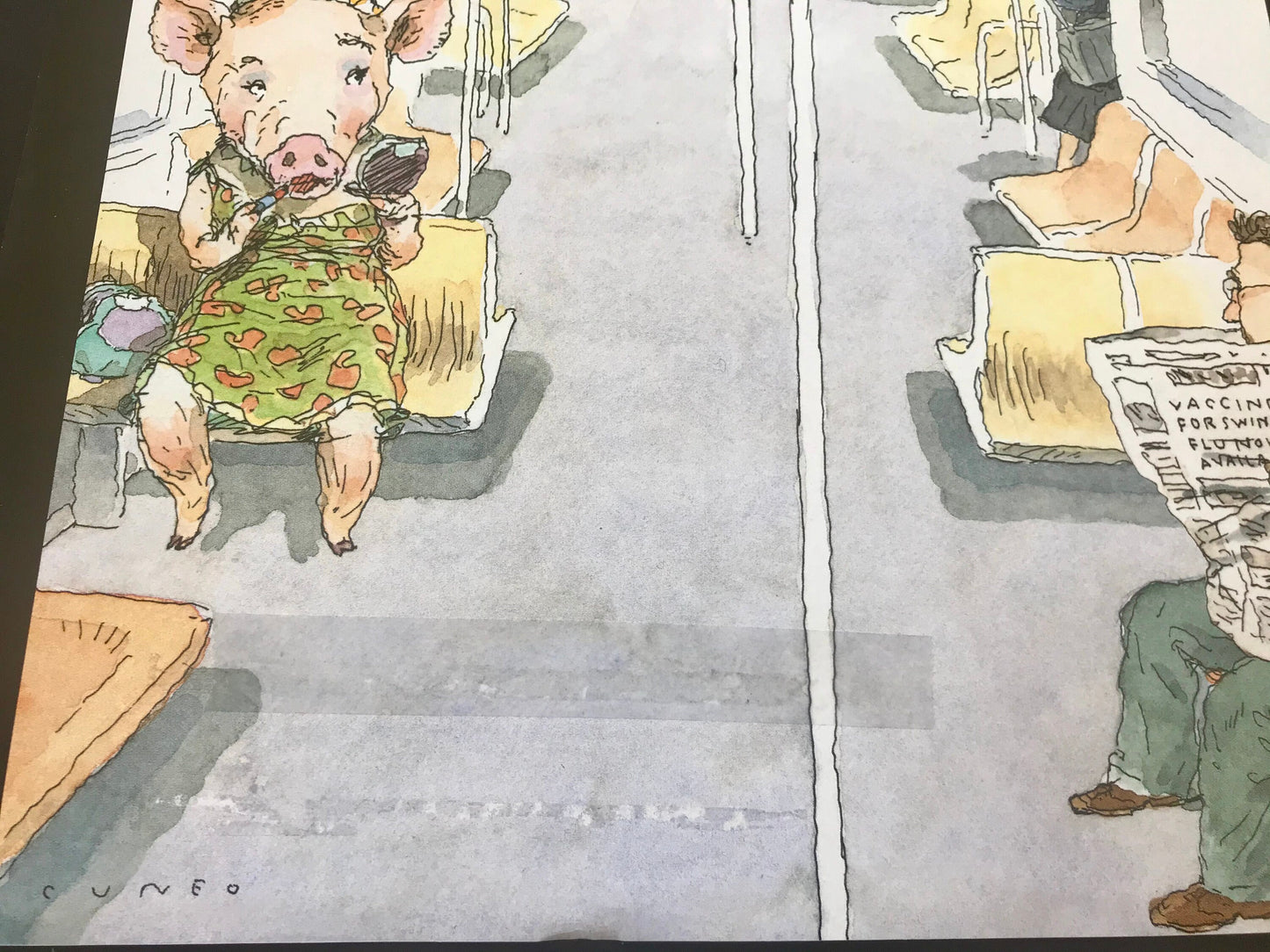 The NEW YORKER magazine cover only -  October 26, 2009 - pig on a train - Please read description