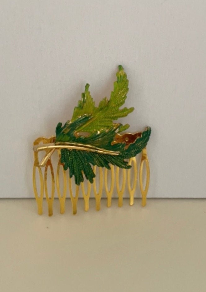 Unique handpainted fall leaves hair comb