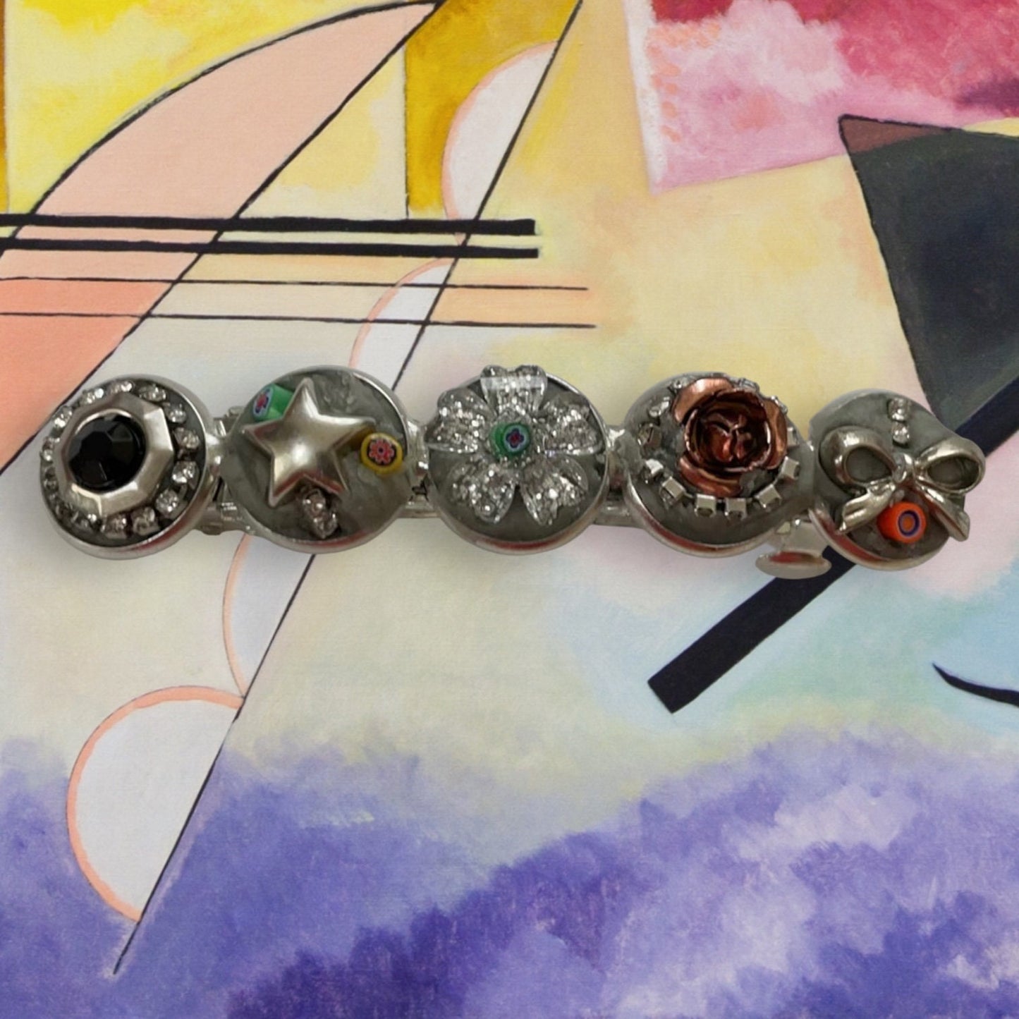 Mixed Material Mosaic Hair Barrette