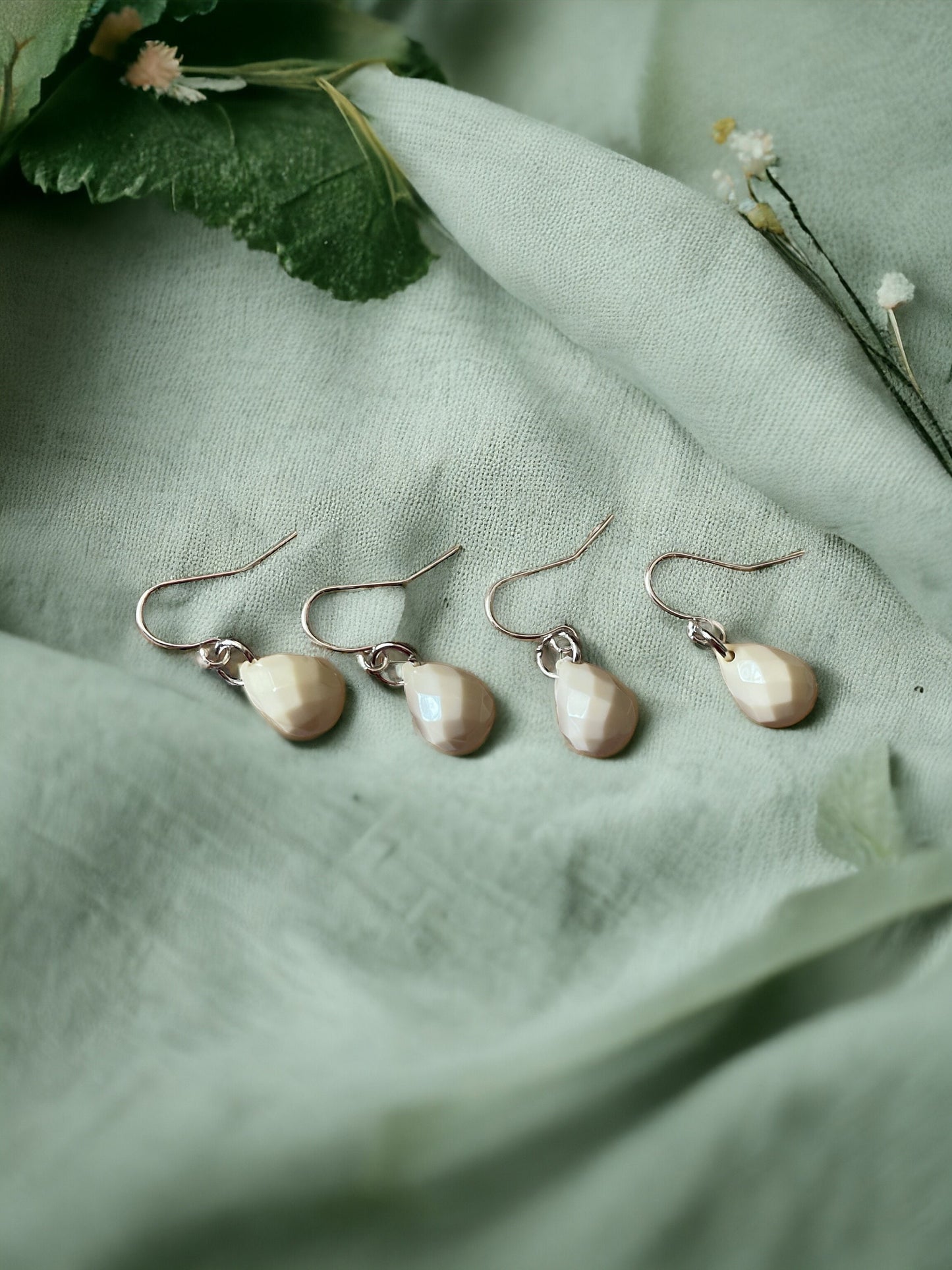 Small little "cream puff" simple easy to wear, go-with-everything dangle earrings