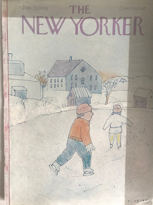 Rare - January 23, 1978 - The NEW YORKER Magazine original cover - ice skating with shadow