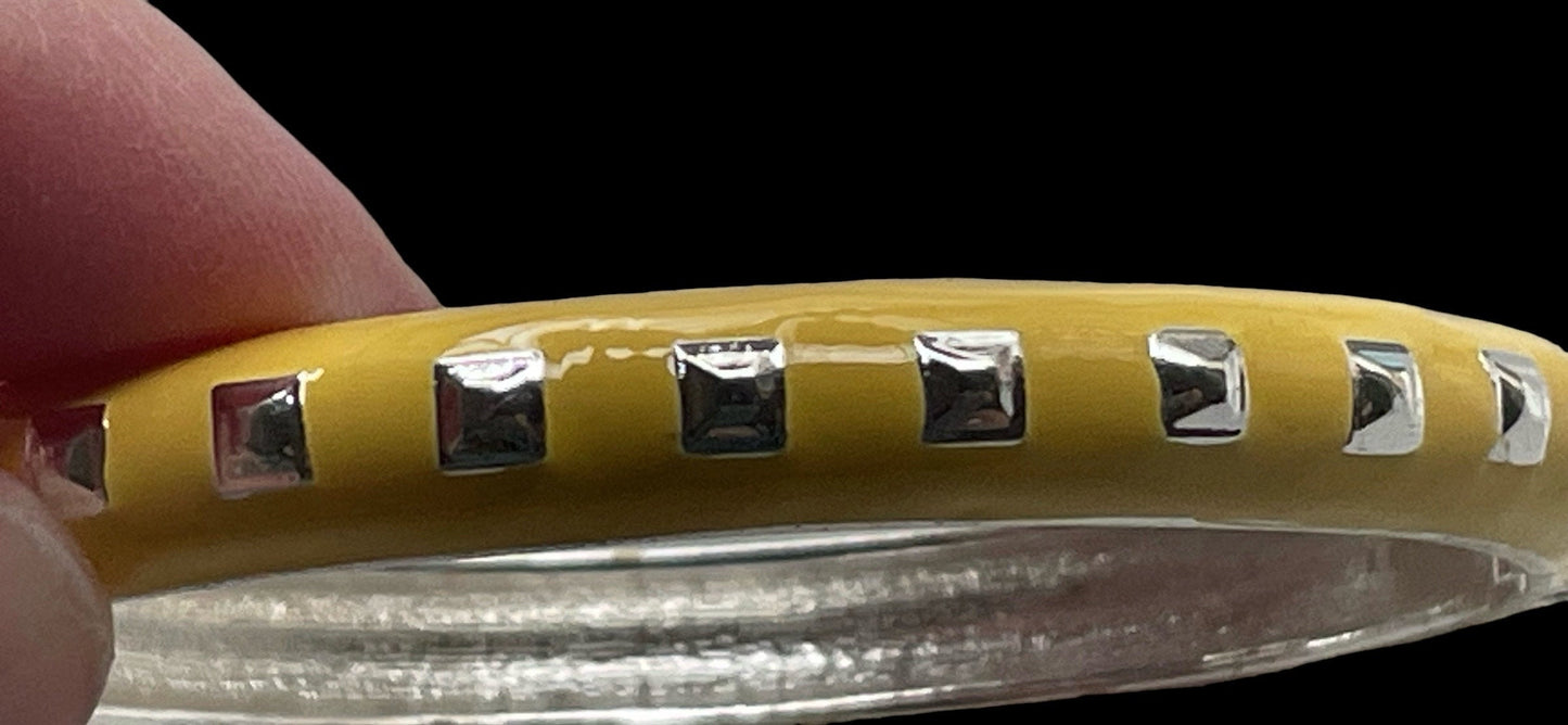 Yellow enamel vintage clamper bracelet