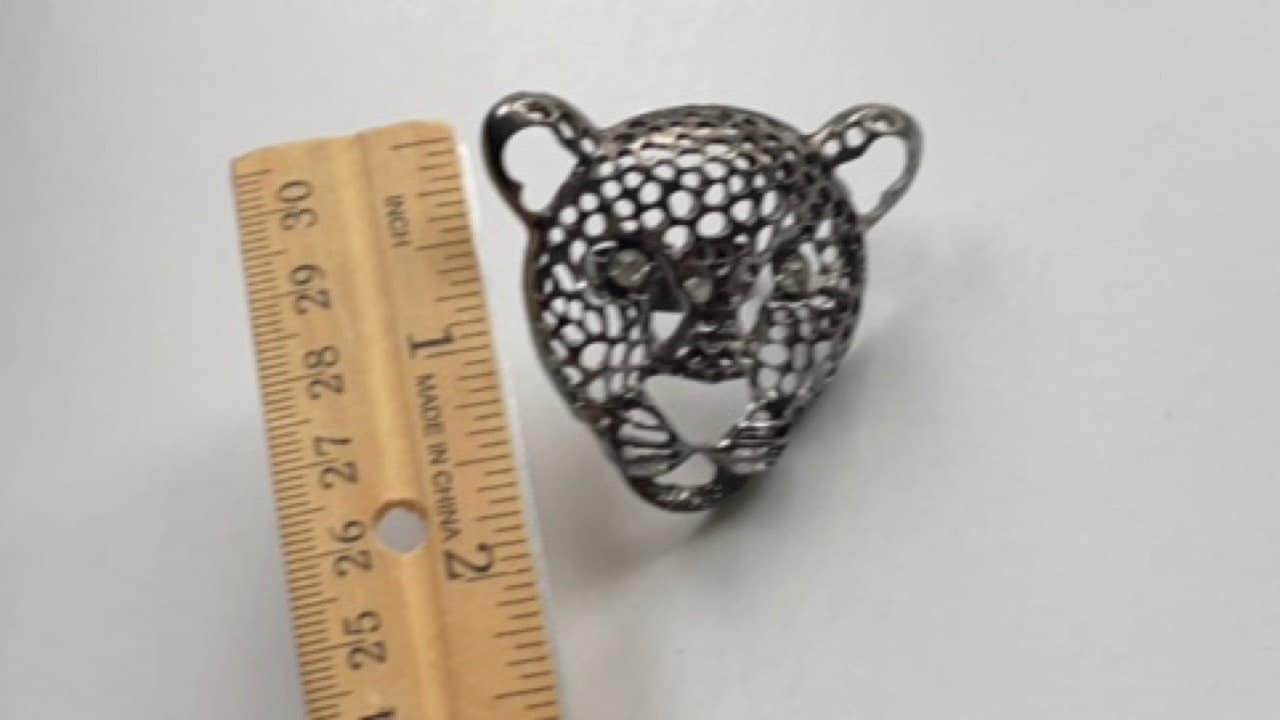 Unique vintage large tiger ring - statement ring