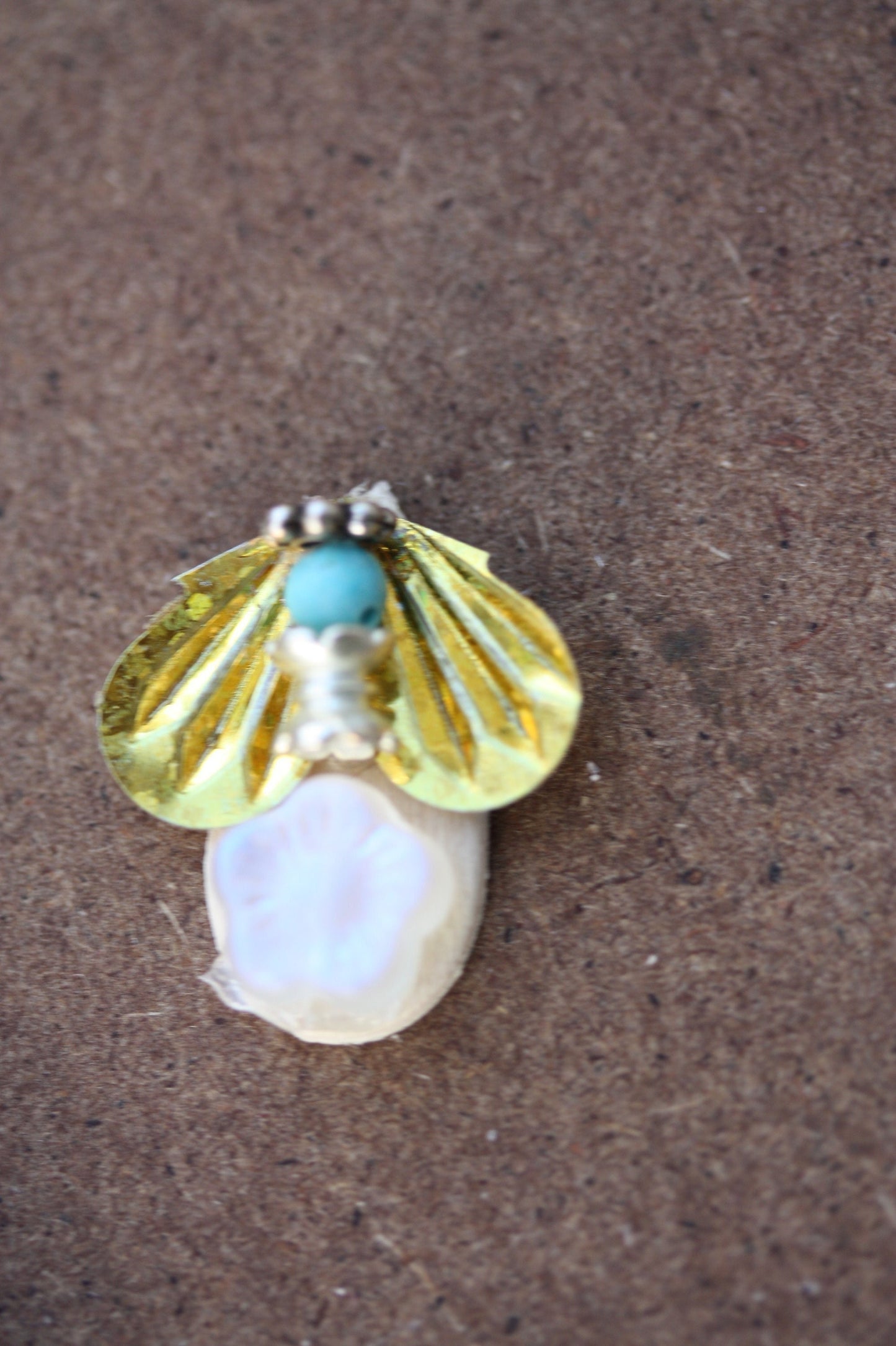 Meet "Buzz" - Assemblage art / mixed media collage - little flying insect magnet, lapel pin or necklace pendant