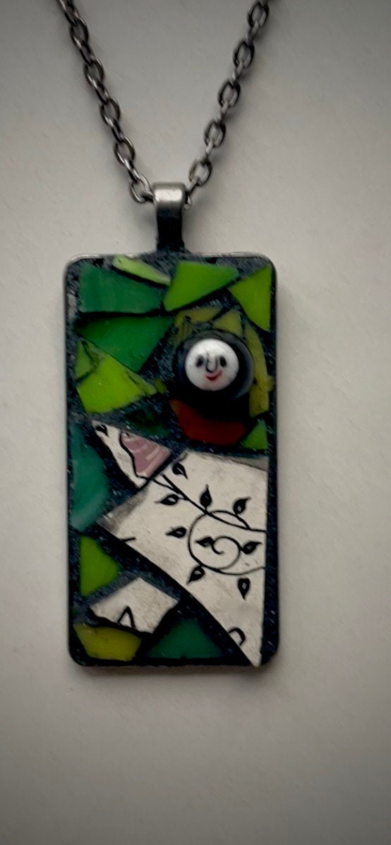 One-of-a-kind micro mosaic necklace, necklace pendant or pin (your choice)
