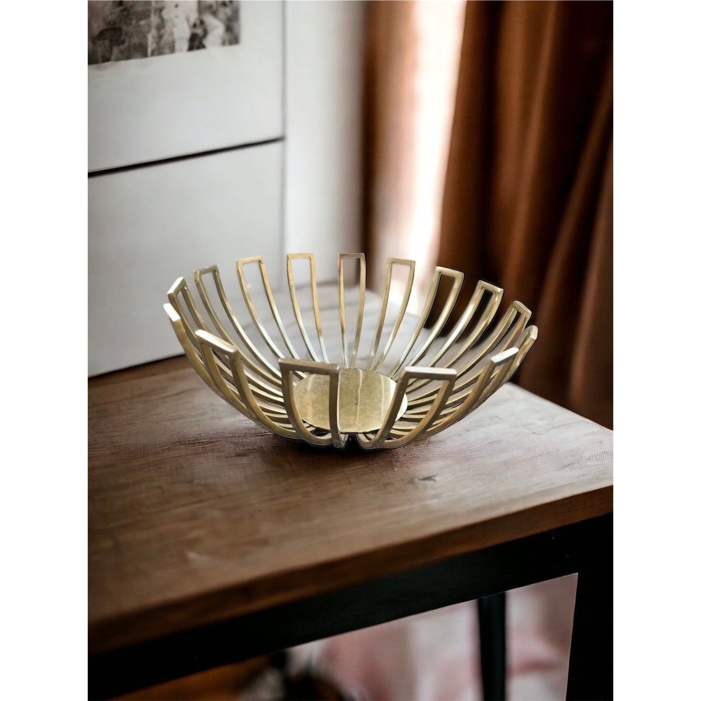 Stunning mid century modern style bowl - goldtone - starburst design - For decoration only (NOT for food use)