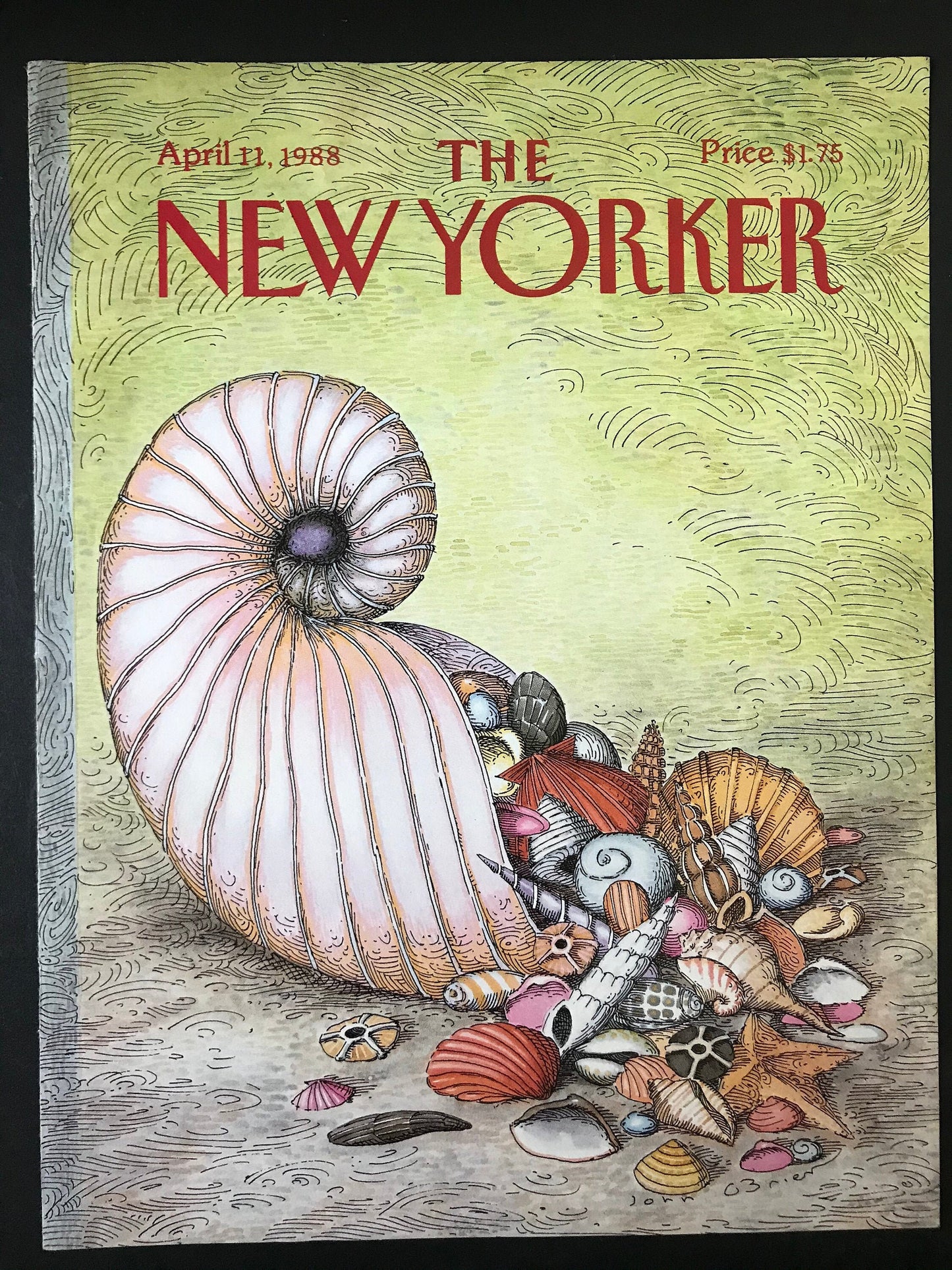 NEW YORKER Magazine cover - April 11, 1988 - seashells, shells