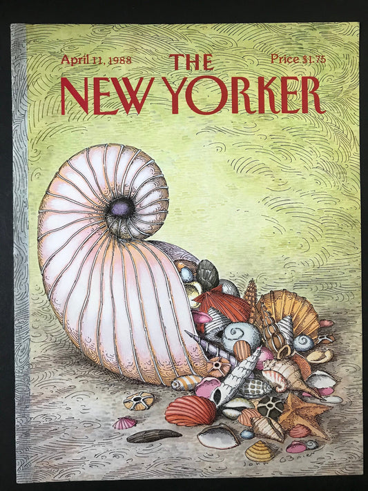 NEW YORKER Magazine cover - April 11, 1988 - seashells, shells