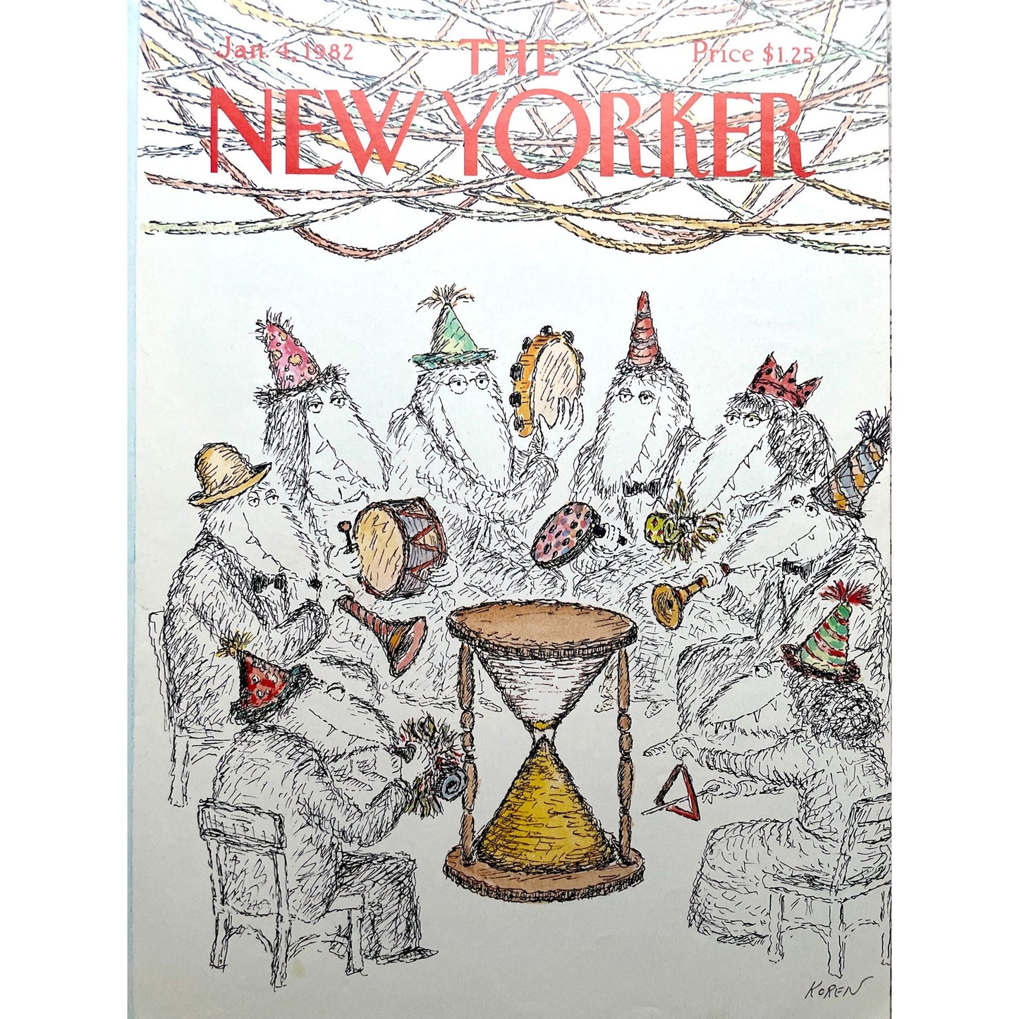 January 4, 1982 - The NEW YORKER Magazine original cover - Edward Koren - New Year's Eve