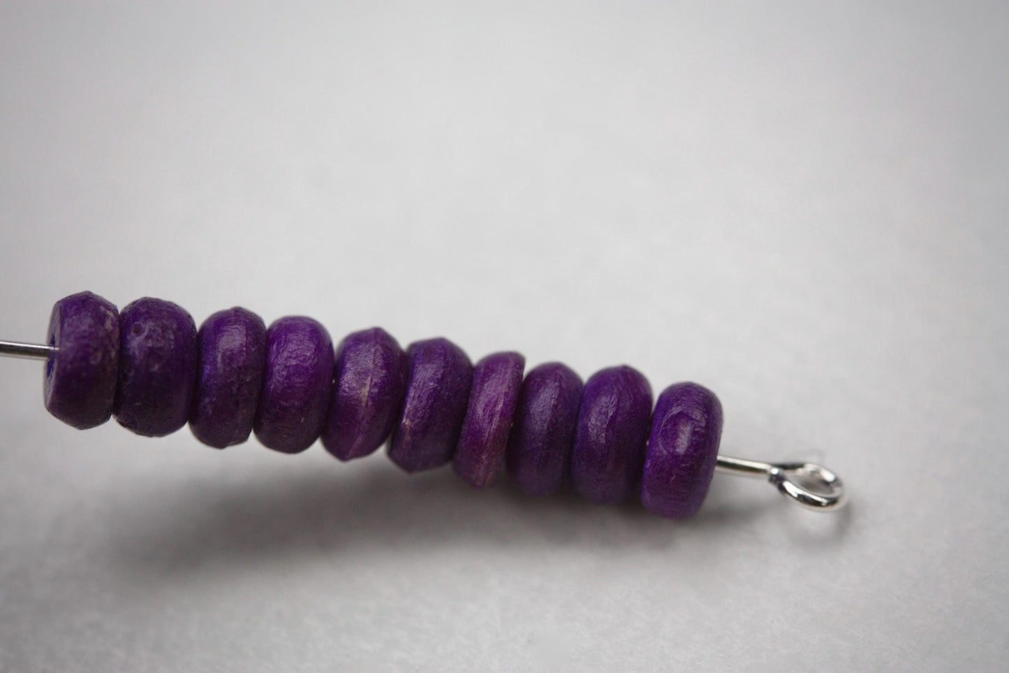 Purple wooden vintage tiny heishi beads - 4 mm