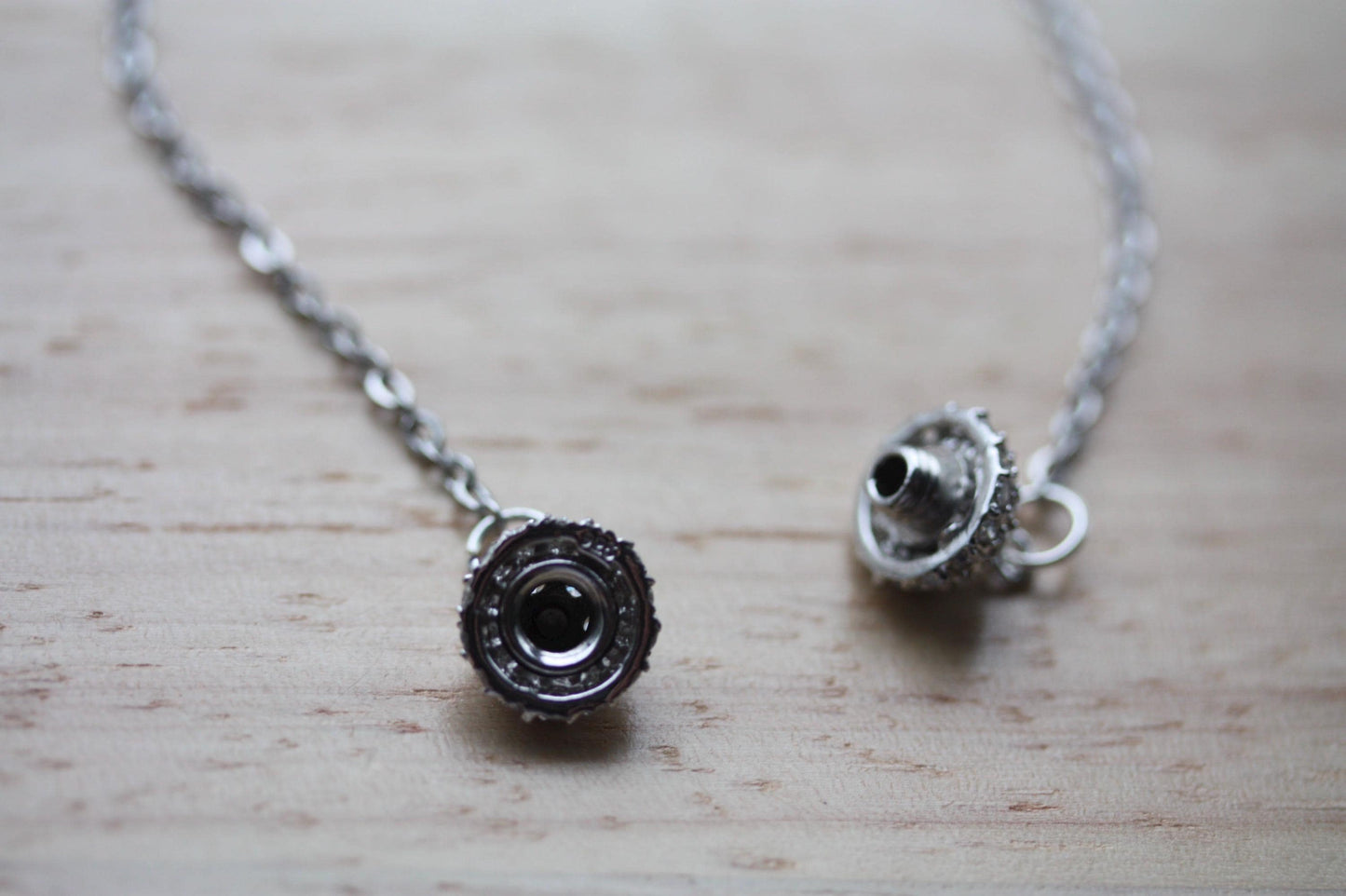 Handmade bracelet made with unique round marcasite ball that is the focal point and also unwinds as the clasp