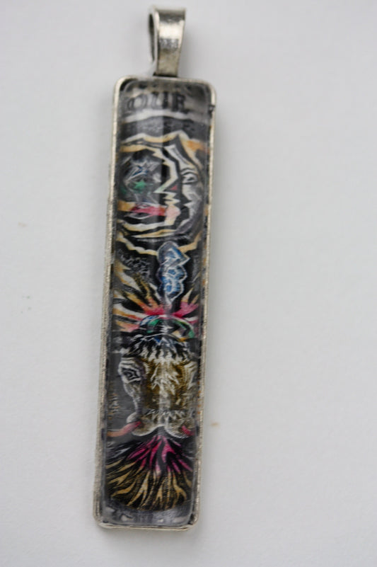 Necklace pendants made from genuine vintage and antique postage stamps from around the world - saints, Australian plane, Wicca  sun and moon