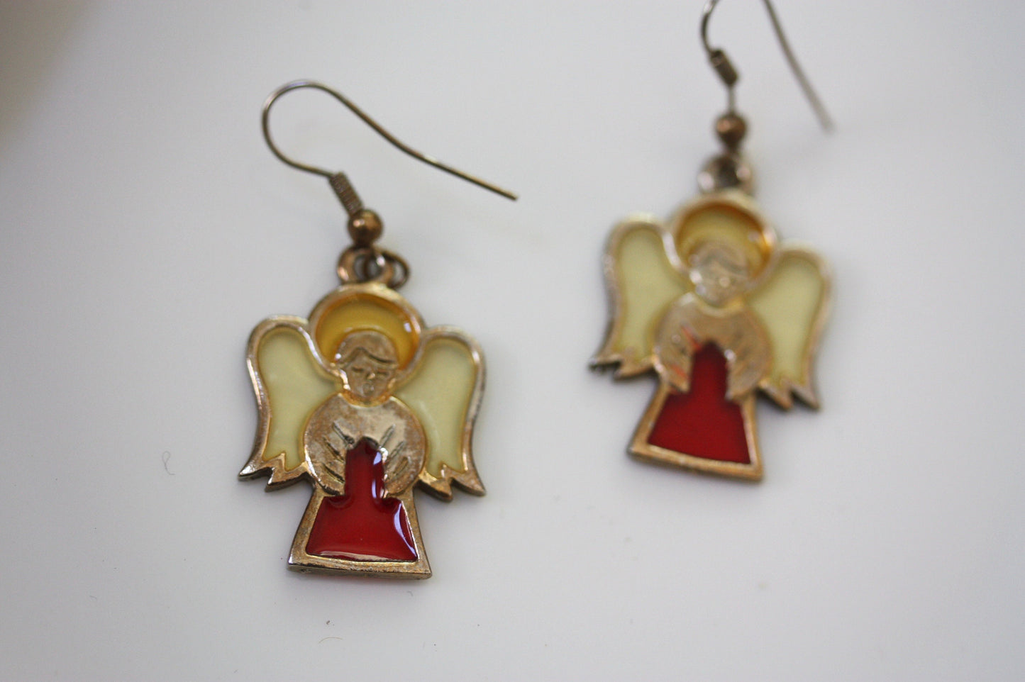 Stunning vintage stained glass angel earrings