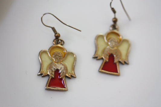 Stunning vintage stained glass angel earrings