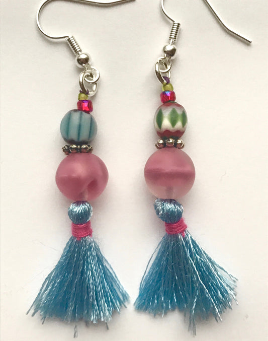My unique, one-of-a-kind handmade by me - FUN, Bohemian style tassel beaded drop earrings