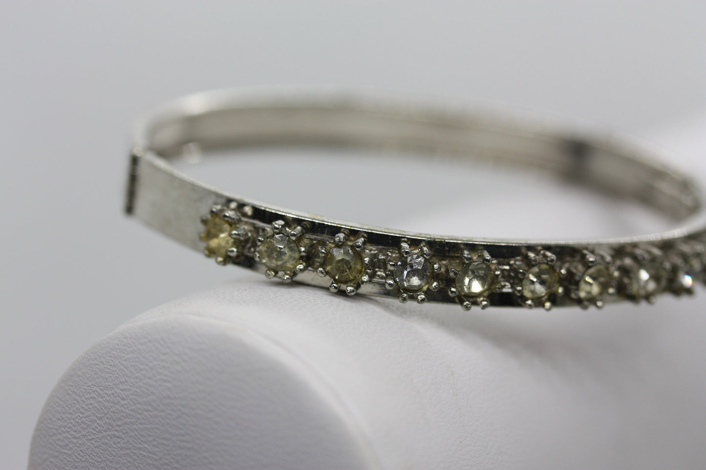 Vintage rhinestone bangle bracelet - one size fits all