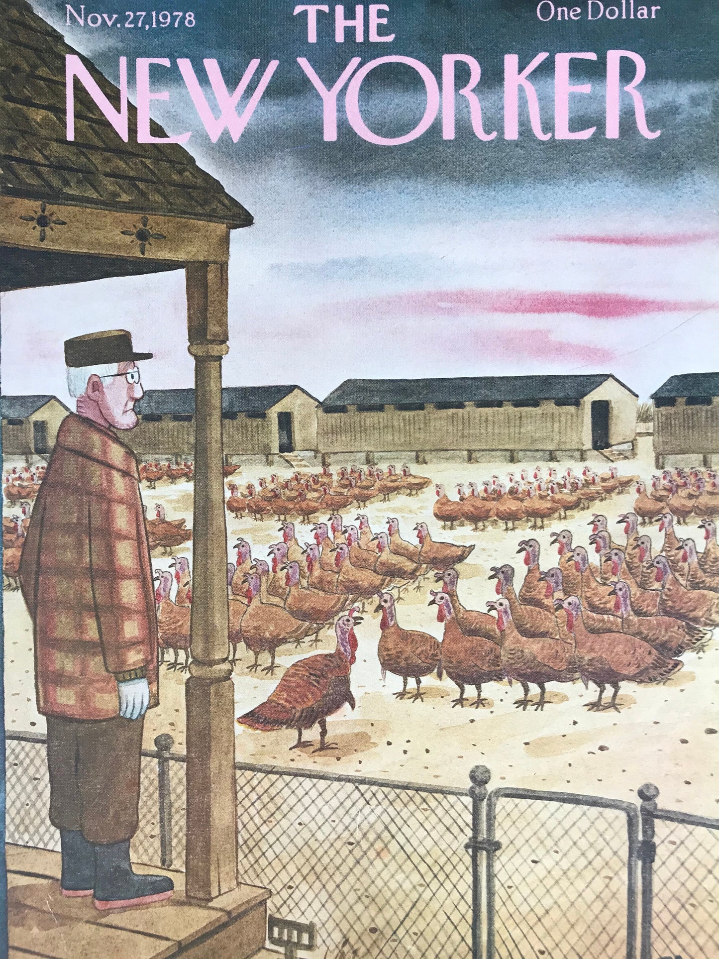 NEW YORKER Magazine cover - November 27, 1978 - turkeys