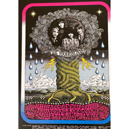 Small print of a legendary rock music concert poster/ad - from a vintage book - The Youngbloods