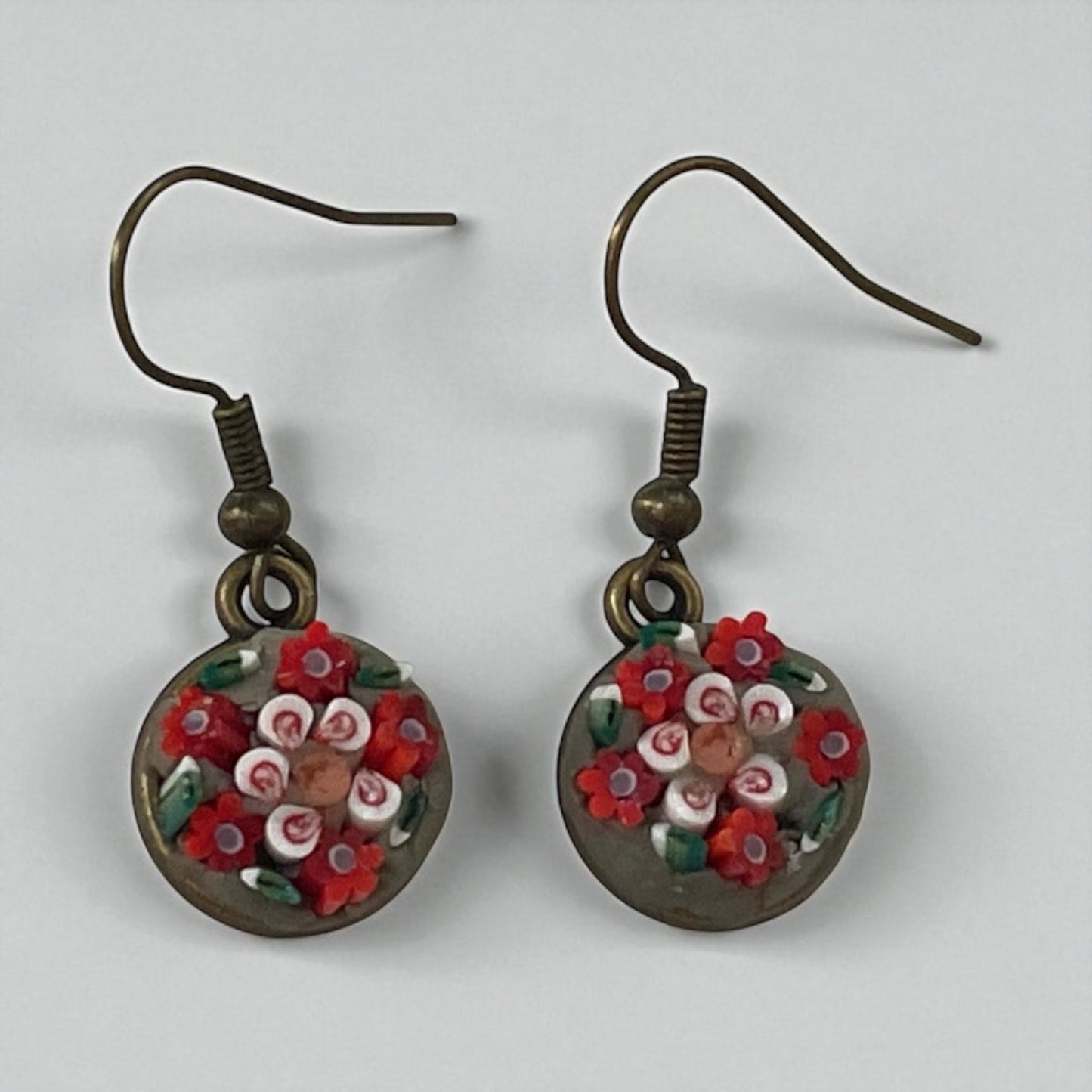 Small 12 mm Handmade Micro Mosaic dangle earrings – modern, handmade Jewelry with Hand-Cut Italian glass Murrini