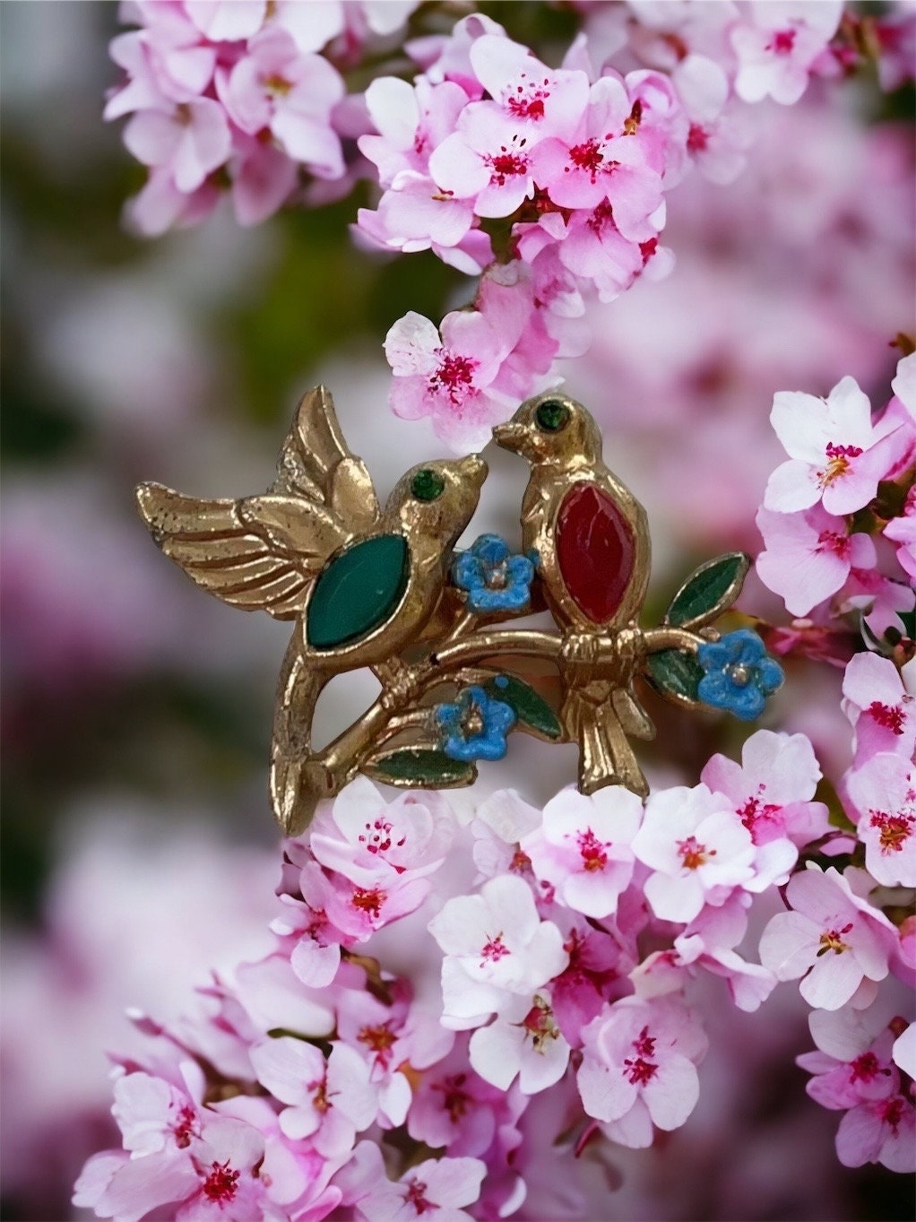 Stunning enhanced vintage bird pin
