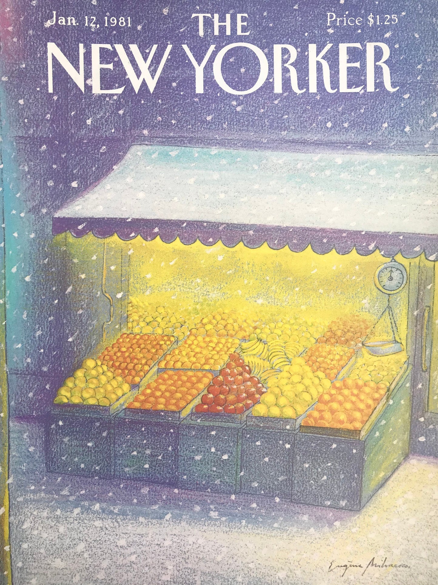 NEW YORKER Magazine original cover -  vintage - January 12, 1981 - fruit stand