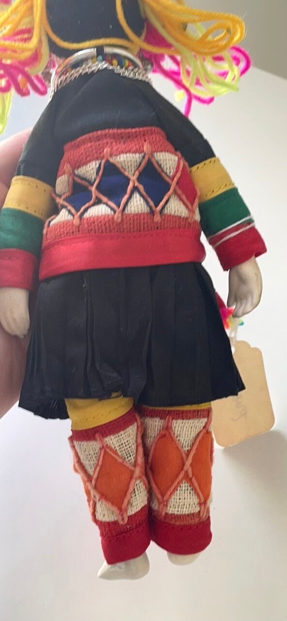 Stunning vintage Thai Hmong porcelain doll in traditional clothing - collectible doll figurine - made in Thailand