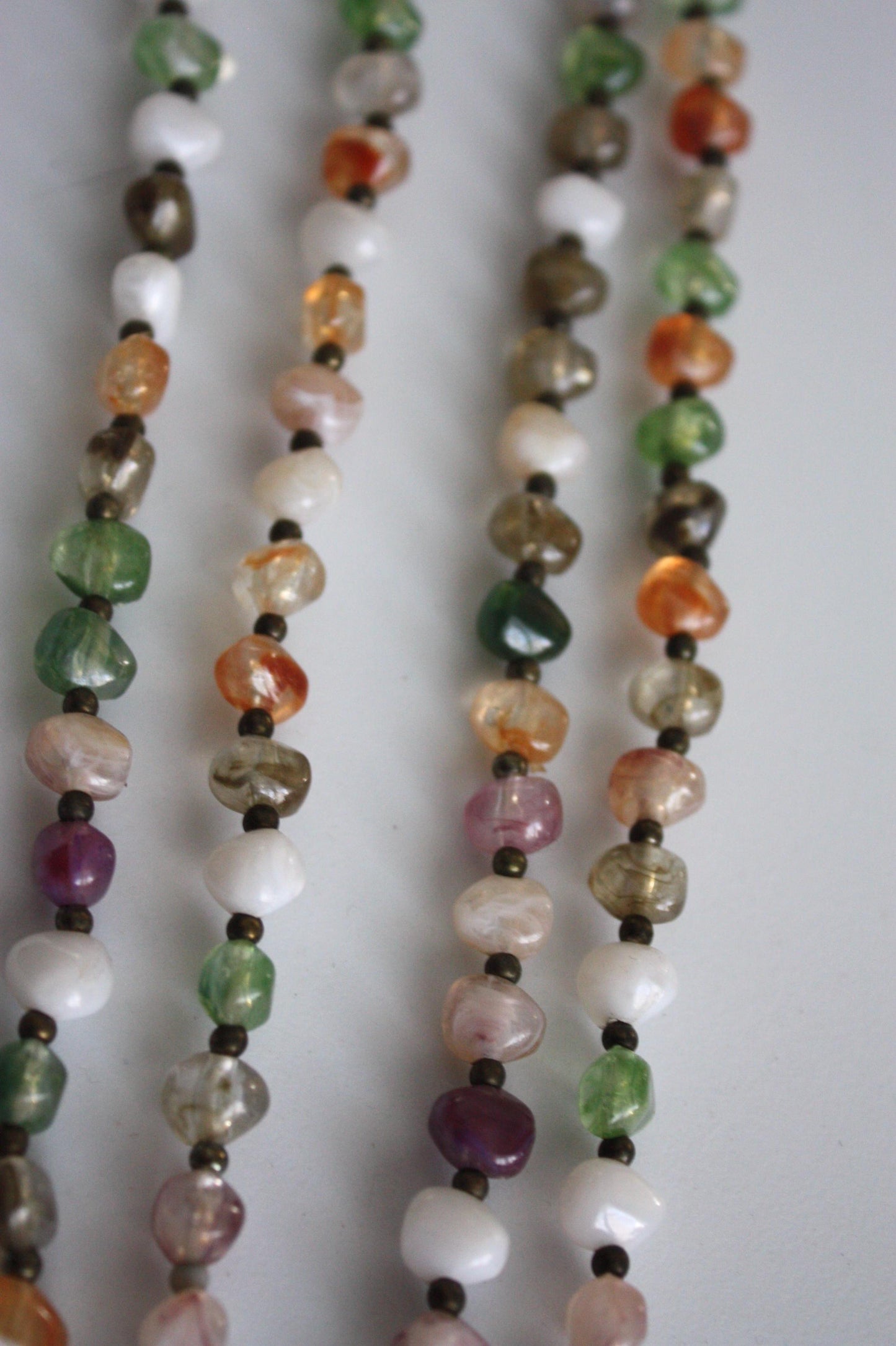 Extra long 32" vintage necklace loaded with stunning pastel beads