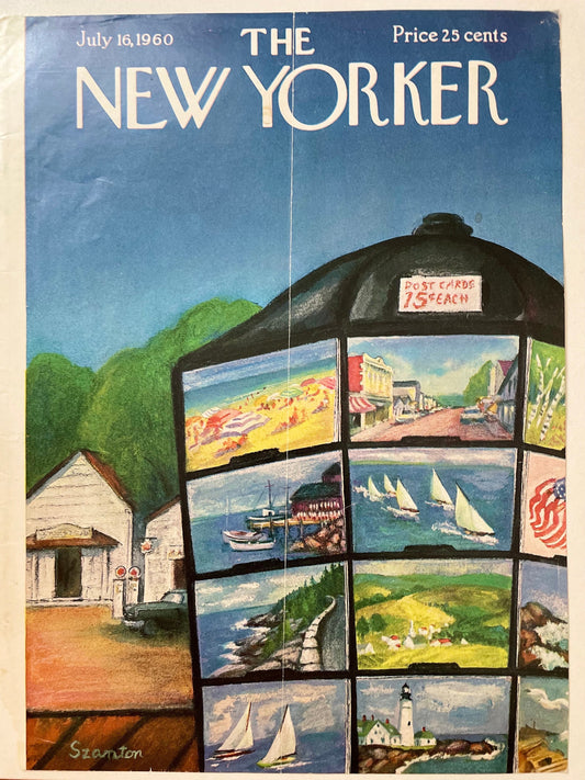 RARE: July 16, 1960 - The NEW YORKER Magazine original cover - "postcards" - Please read description