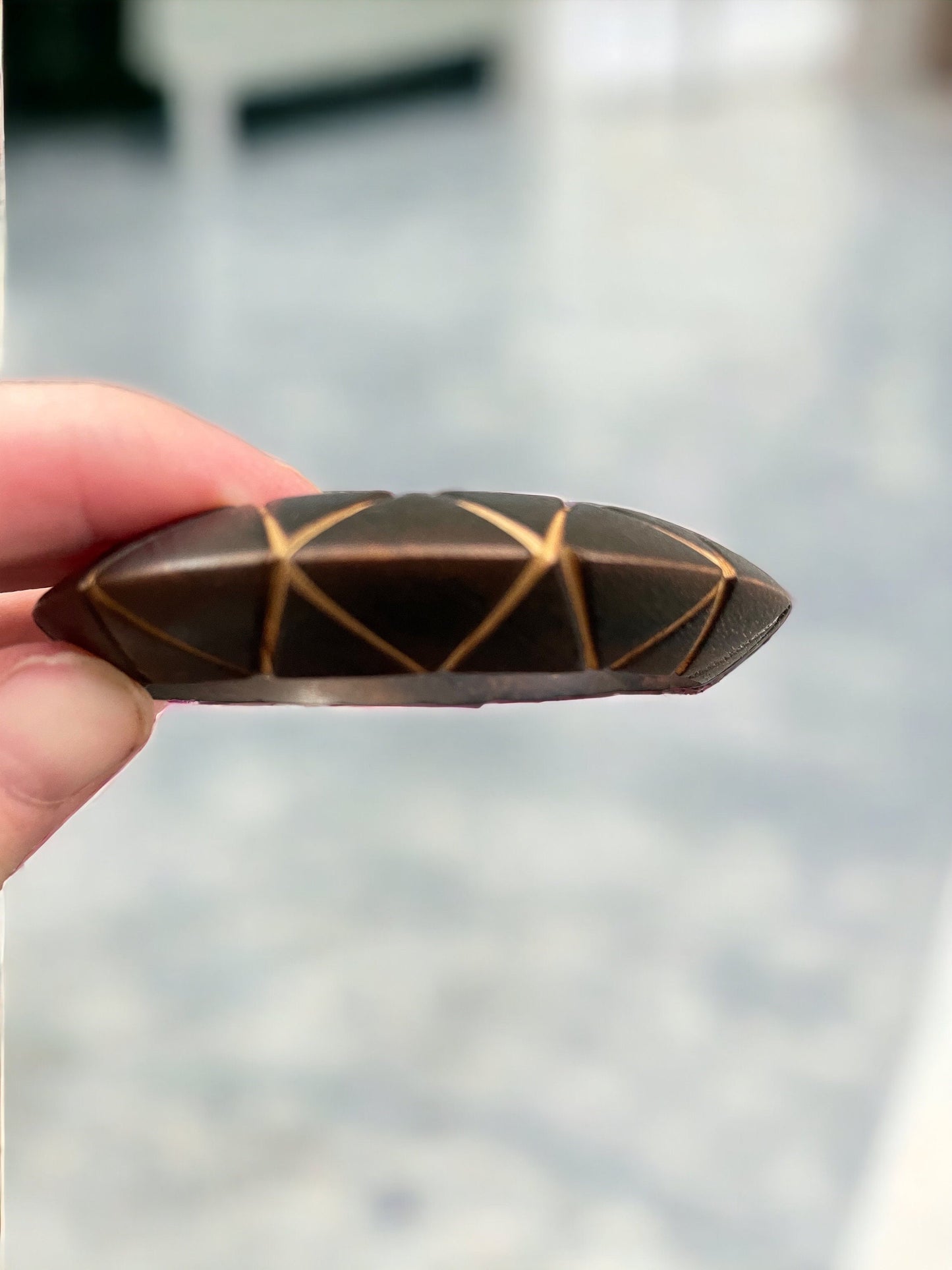 Etched wood vintage bangle bracelet