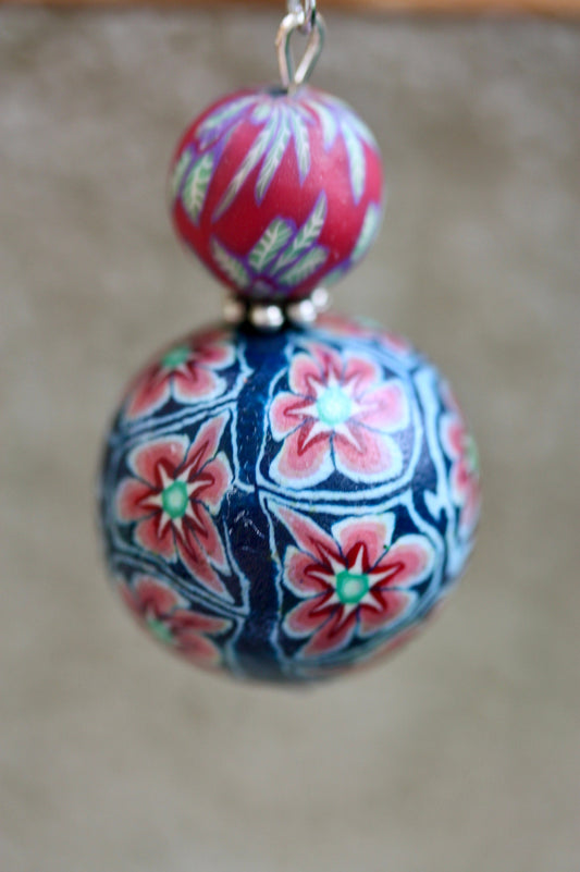Dangle earrings hand made with vintage Polymer clay millefiori beads - mix and match to make a pair - mismatched earrings