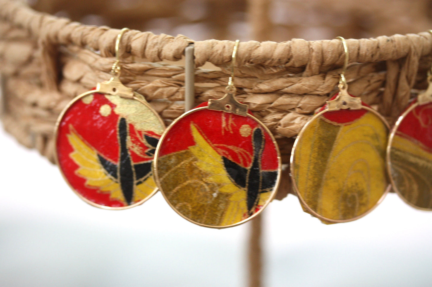 Your choice of handmade paper and metal lightweight dangle earrings