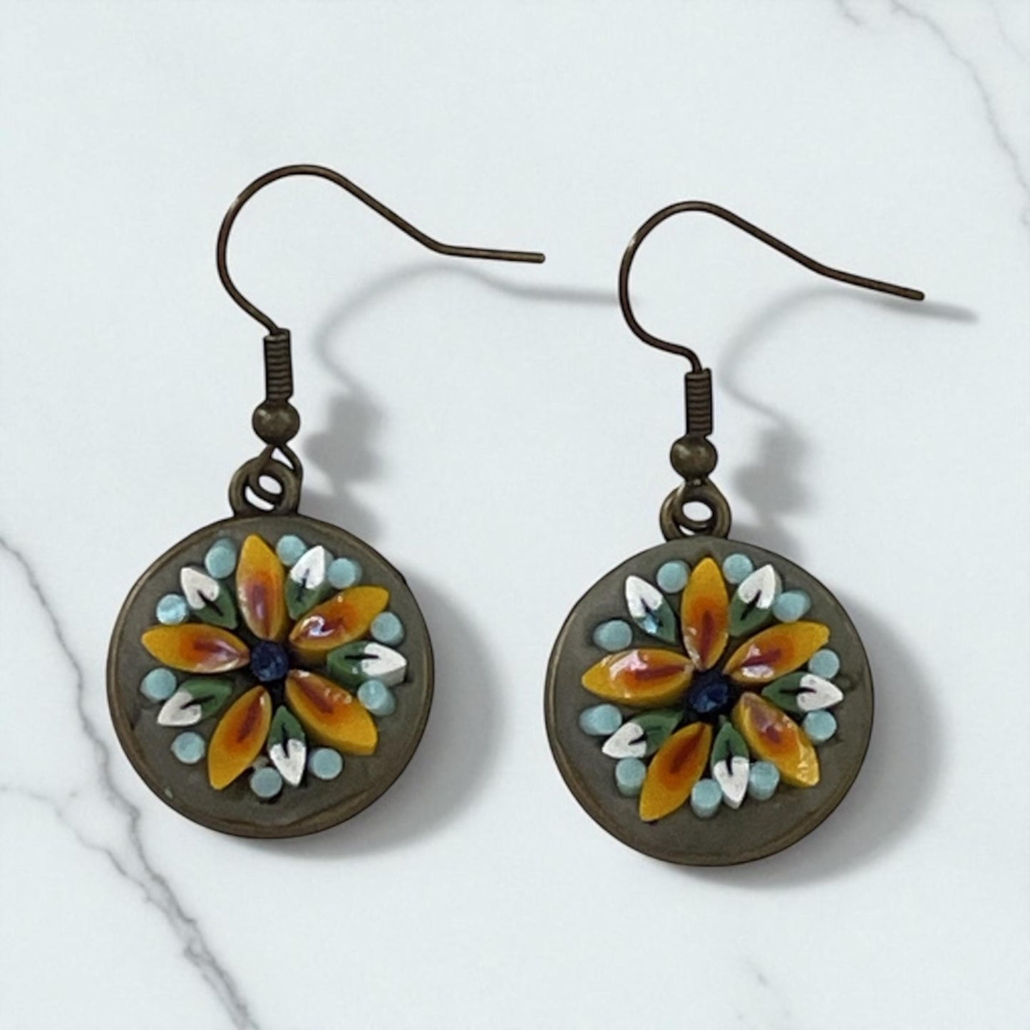 Handmade Micro Mosaic dangle earrings – modern, handmade Jewelry with Hand-Cut Italian glass Murrini
