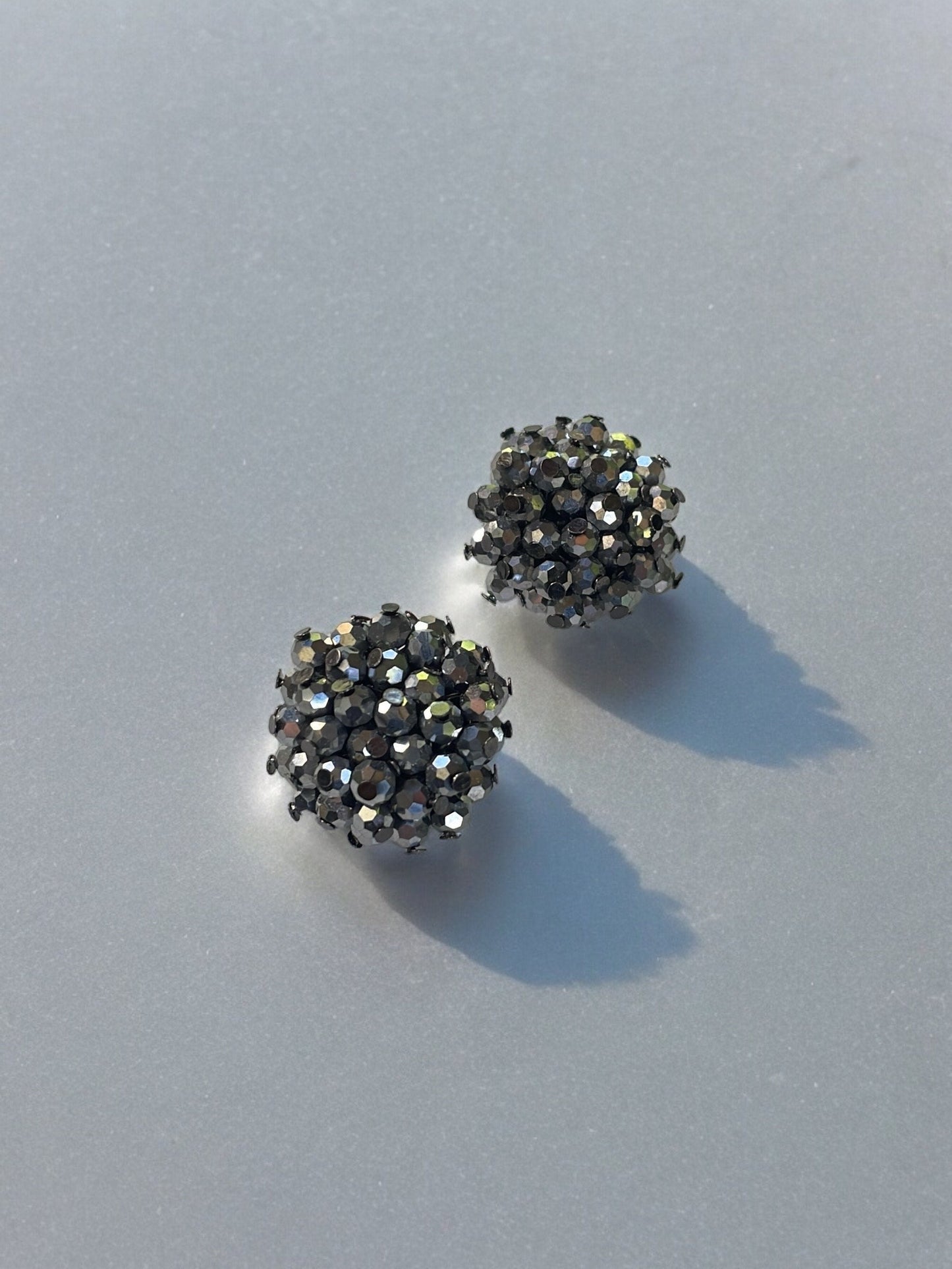 Stunning black crystal vintage clip on earrings