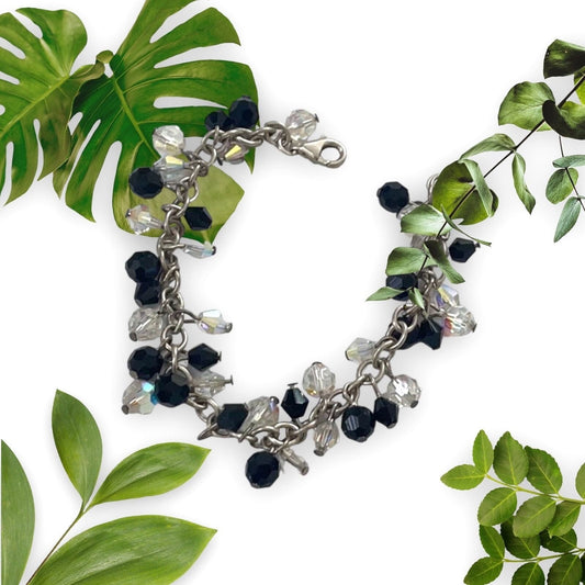 Black and crystal stunning vintage dangle bracelet