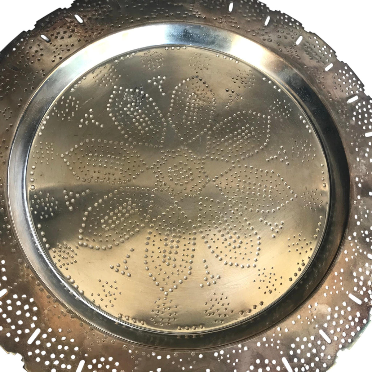 Paola Navone x Egizia Pierced Metal Tray | Designer Floral Serving Tray | Italian Design Decorative Charger